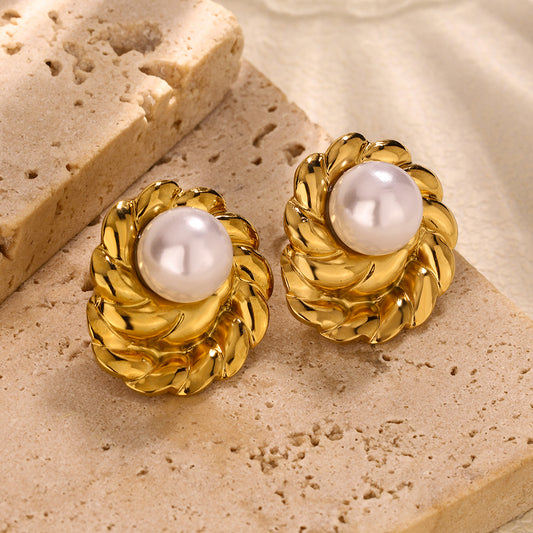 3 Pairs - Anti tarnish pearl circle earrings (1 Pair Price - 70)