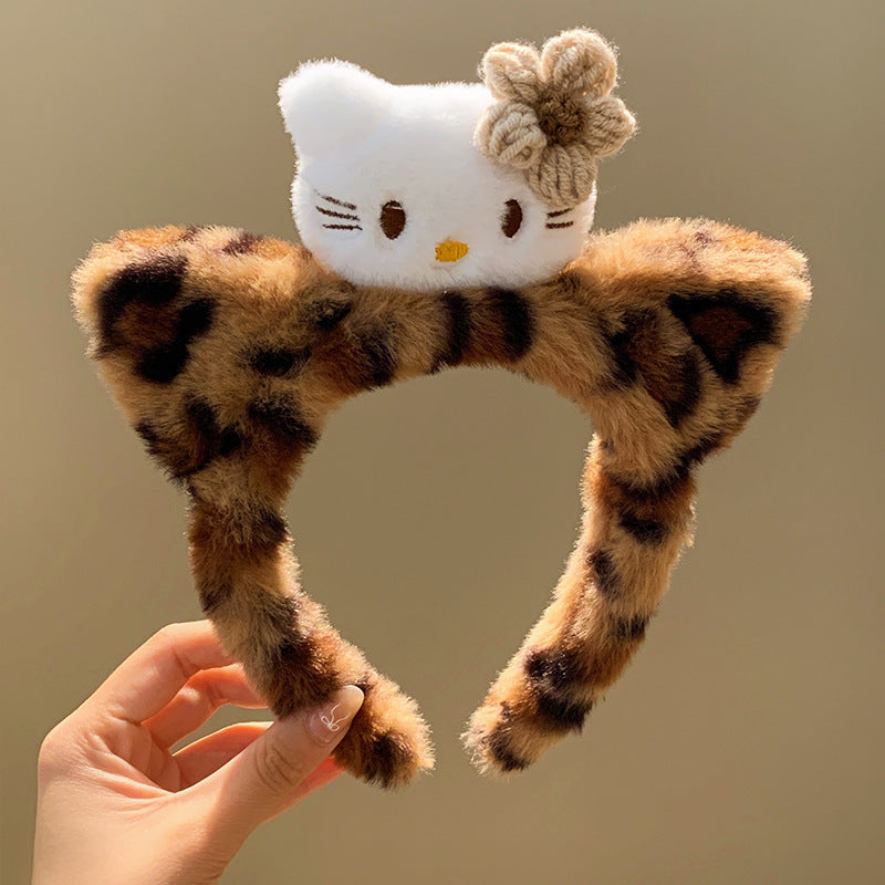 3 Pc - Cute Cat Plush Hair Band (Mix Color) (1 Pc Price - 48)