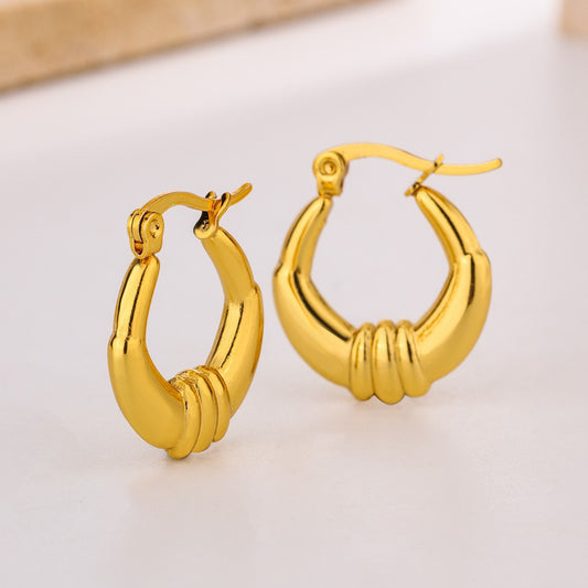 3 Pairs - Anti tarnish new style hoop earrings (1 Pair Price - 40)
