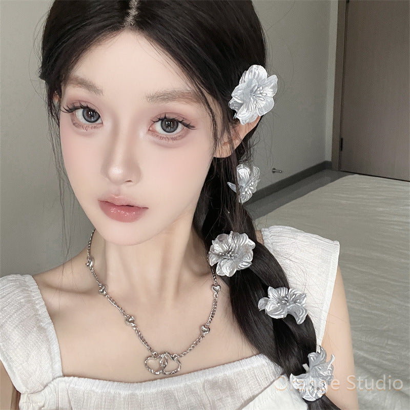 6 Pc - Silver Flower Hairpin opp packing (1 Pc Price - 14)