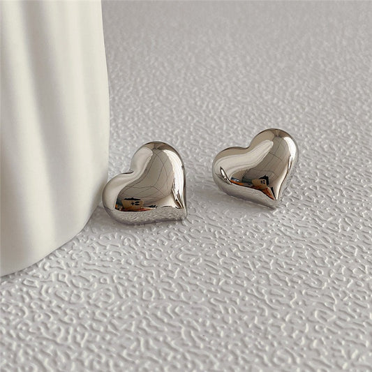 6 Set - Peach heart earrings - Silver (Unit price 16)