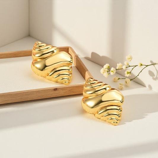 3 Pairs - Anti tarnish double shell earrings (1 Pair Price - 44)