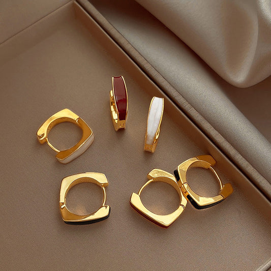 6 Pairs - Drop Glaze Geometric Earrings (Mix Color) (1 Pair Price - 30)