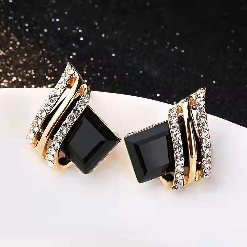 6 Pairs - Crystal Rhombus Wings Diamond Earrings (Mix Color) (1 Pair Price - 26)