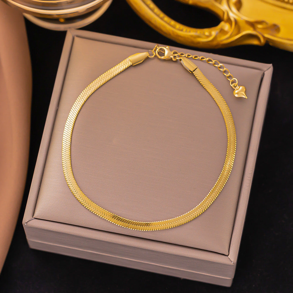 3 Pc - Anti Tarnish 4mm blade chain bracelet gold (1 Pc Price - 43)