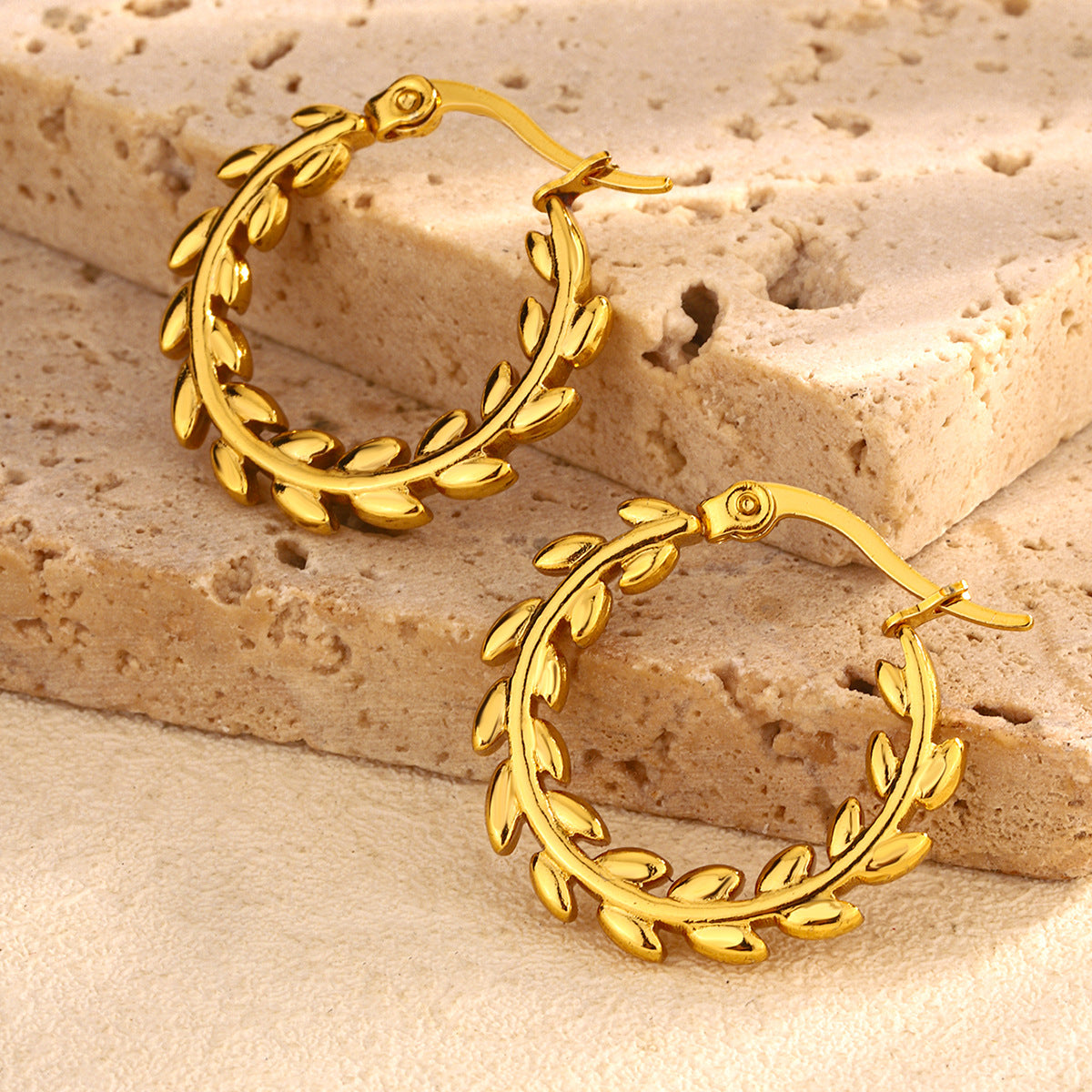 3 Pairs - Anti tarnish Leaf earrings Hoops (1 Pair Price - 40)