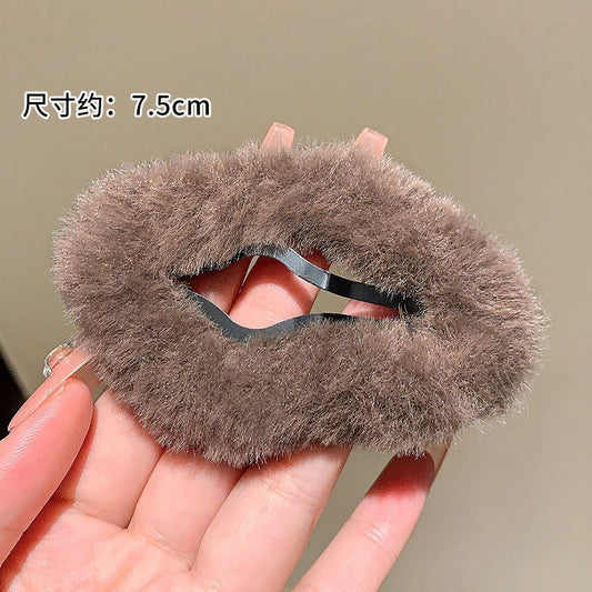 3 Pc - Furry cloud BB clip - Dark Brown (Unit Price - 6)