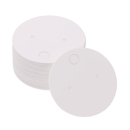 Round white earring card 5cm diameter with OPP packing (Pack of 100 cards)