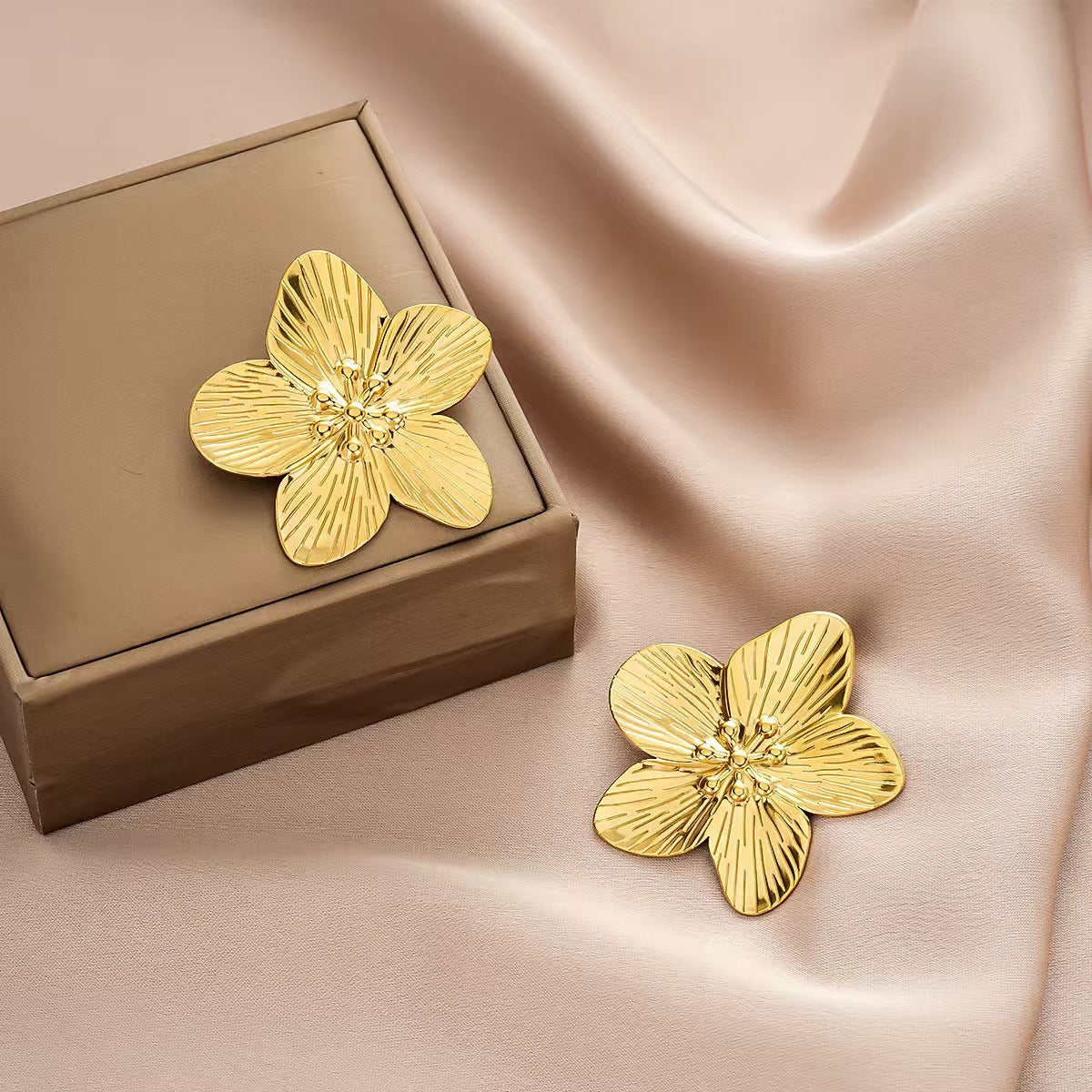 3 Pairs - Anti tarnish five petal flower earrings (1 Pair Price - 44)