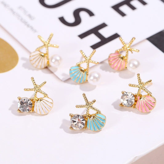 6 Pairs - Starfish, Dreamy Sea Creative Earrings (Mix Color) (1 Pair Price - 23)