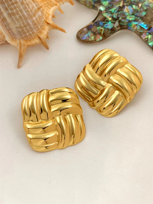 3 Pairs - Anti tarnish new square earrings (1 Pair Price - 44)