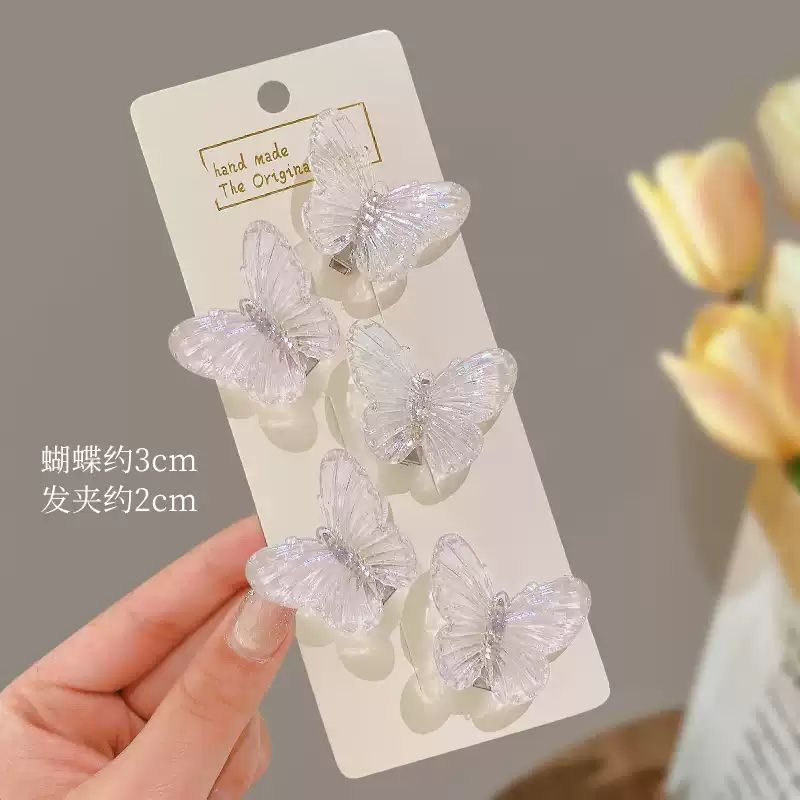 Super mermaid butterfly hairpin - White (6 Pc Set Card Packing)