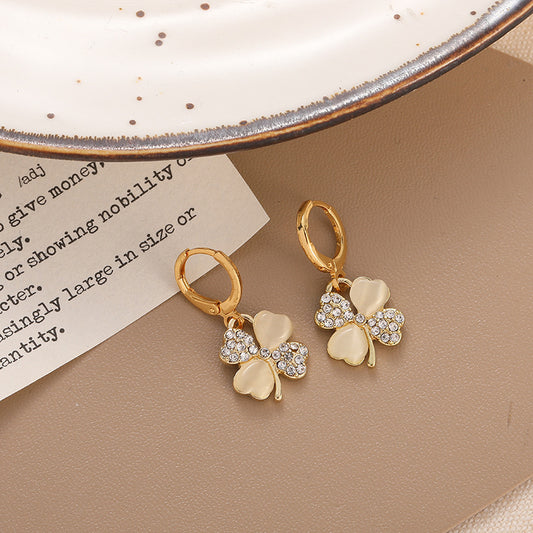6 Pairs - South Korea New Four-leaf Flower Earrings (Mix Color) (1 Pair Price - 27)