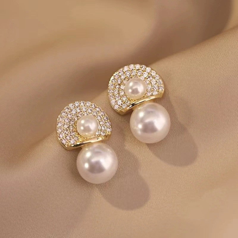 6 Pairs - Fan-Shaped Design Full Diamond Earrings  (1 Pair Price - 28)