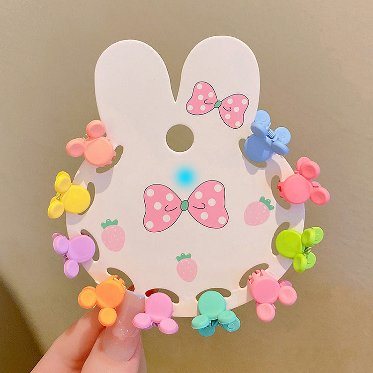 3 Set - Korean new children's cute baby candy color clip set - Mickey Mouse Shaped (10 pc set with card) (1 Set Price - 16)