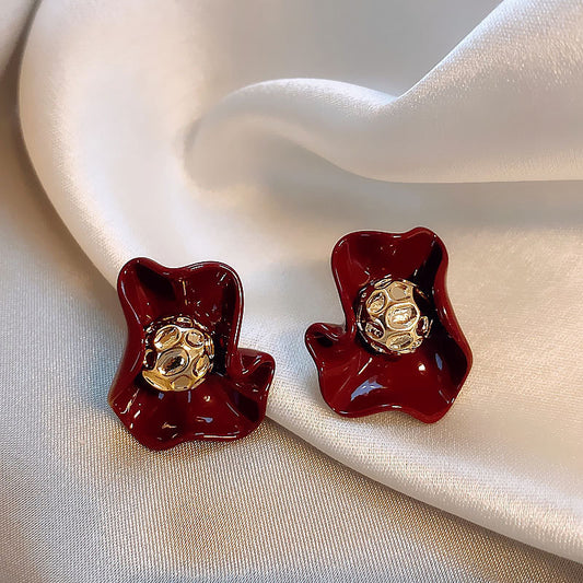 6 Set - Wrinkled silk flower fashion earrings (Unit price 28)