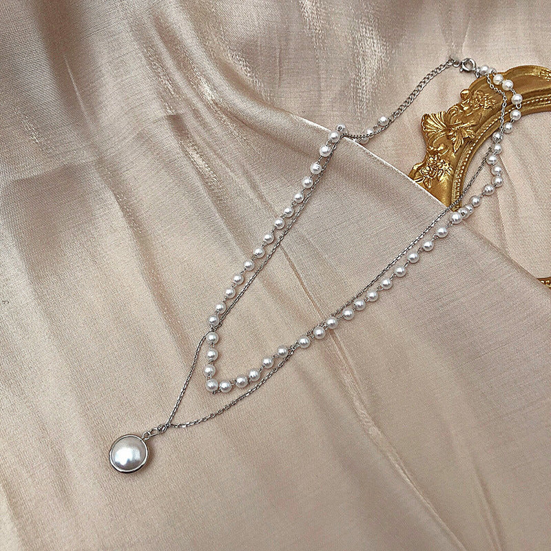 6 Set - Chain pearl necklace - Silver (Unit price 29)