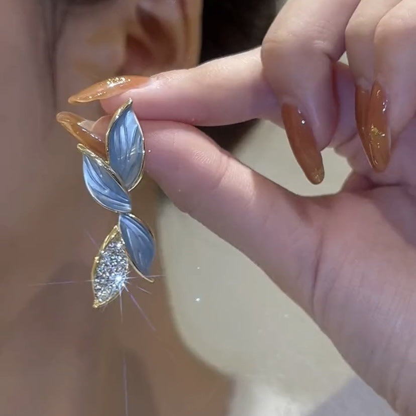 6 Set - Long leaf earrings (Mix color) (Unit price 30)