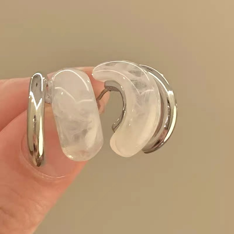 6 Pairs - Ice-Like Translucent Studs Earrings (Mix Color) (1 Pair Price - 37)