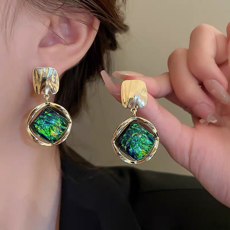6 Set - Simple green earrings (Unit price 37)