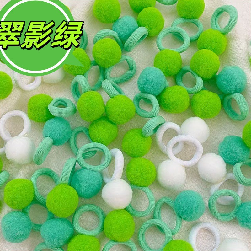 Pom pom towel ring no damage hair rubber band - 50 pc Green - Box packing