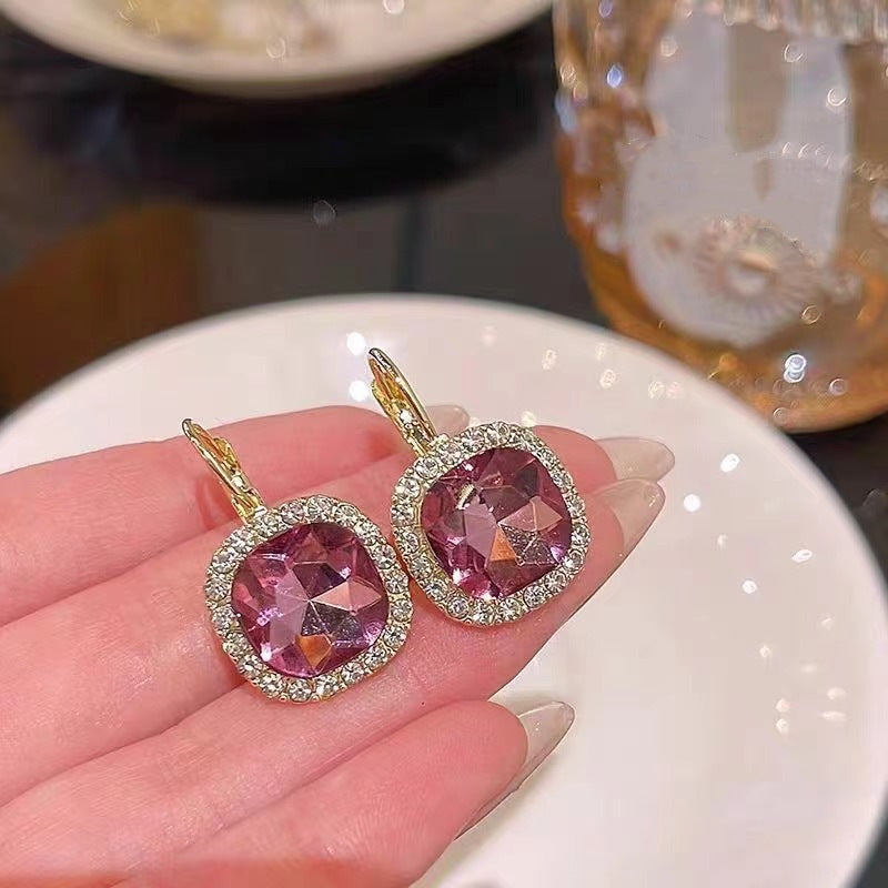 6 Set - Korean retro pink diamond earrings (Unit price 37)