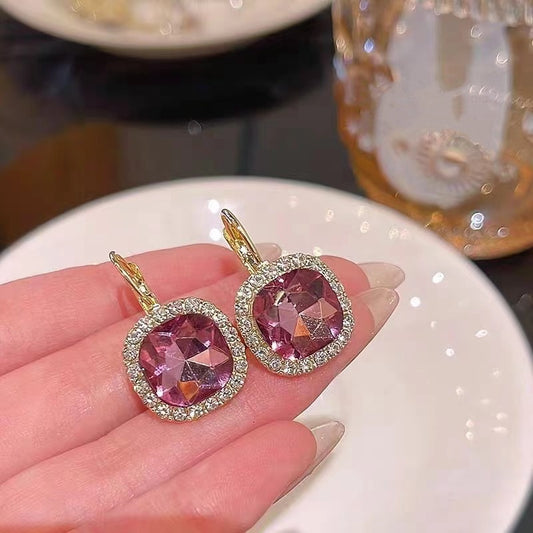 6 Set - Korean retro pink diamond earrings (Unit price 37)