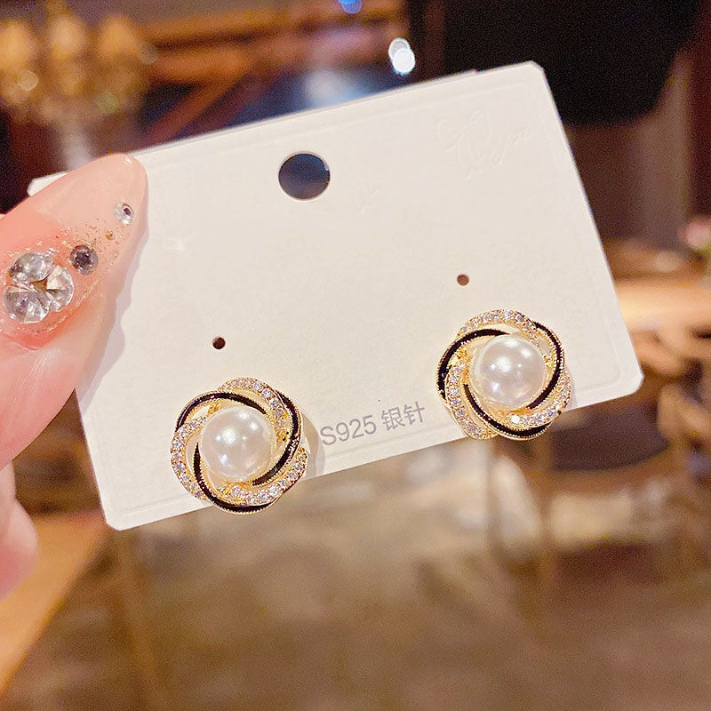 6 Pairs - White Pearl French Fashion Earrings (Mix Color) (1 Pair Price - 25)