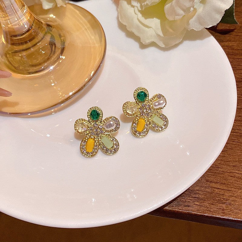 6 Pairs - Dopamine Colorful Zircon Five-Pointed Star Earrings (1 Pair Price - 44)