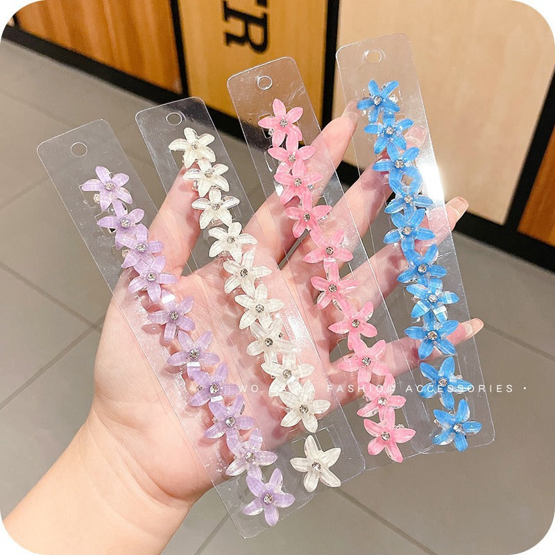 Children's small flower hair buckle hair clip - Pink (10 pc set card packing)