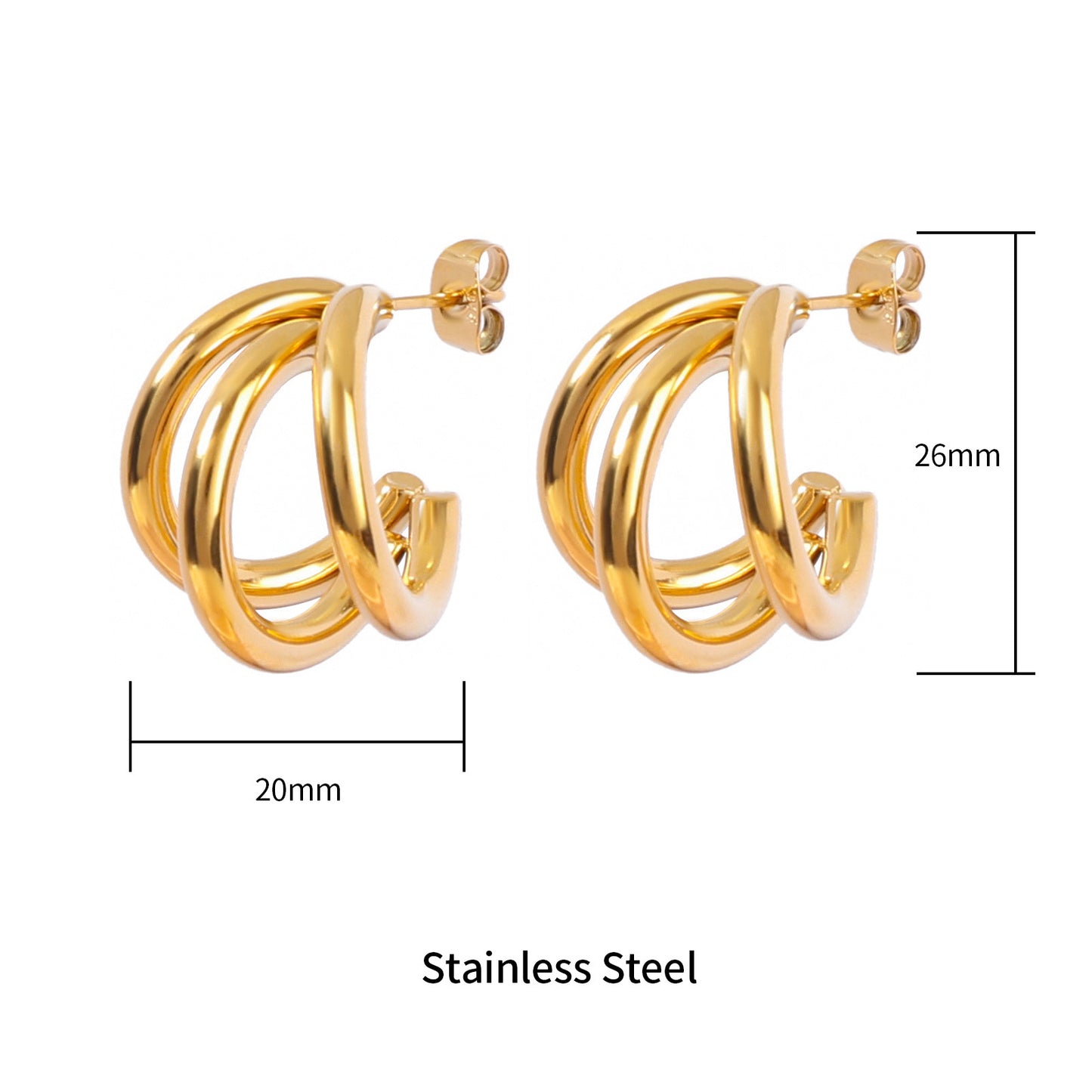 3 Pairs - Three-Piece Line Earrings (1 Pair Price - 77)