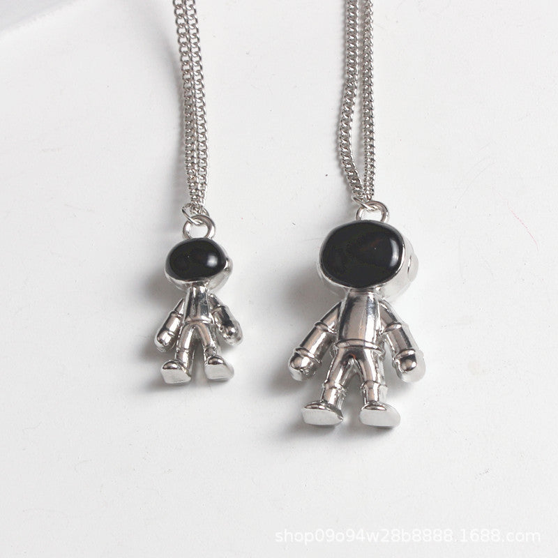 6 Pairs - Astronaut Moon Spaceman Robot Pendant Street Necklace (1 Pair Price - 22)