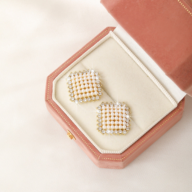 6 Set - Korean square pearl earring (Unit price 33)