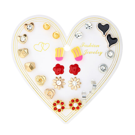 New monthly 12 pairs card-mounted earrings set - D12