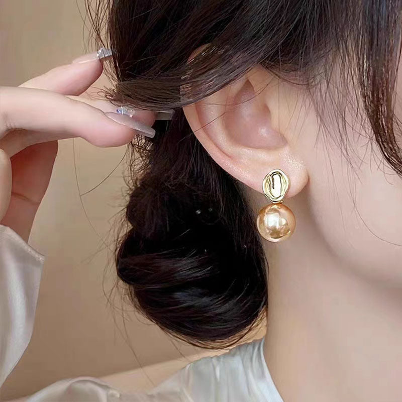 6 Pairs - Metallic Gray Pink Pearl Earrings (Mx Color)  (1 Pair Price - 30)