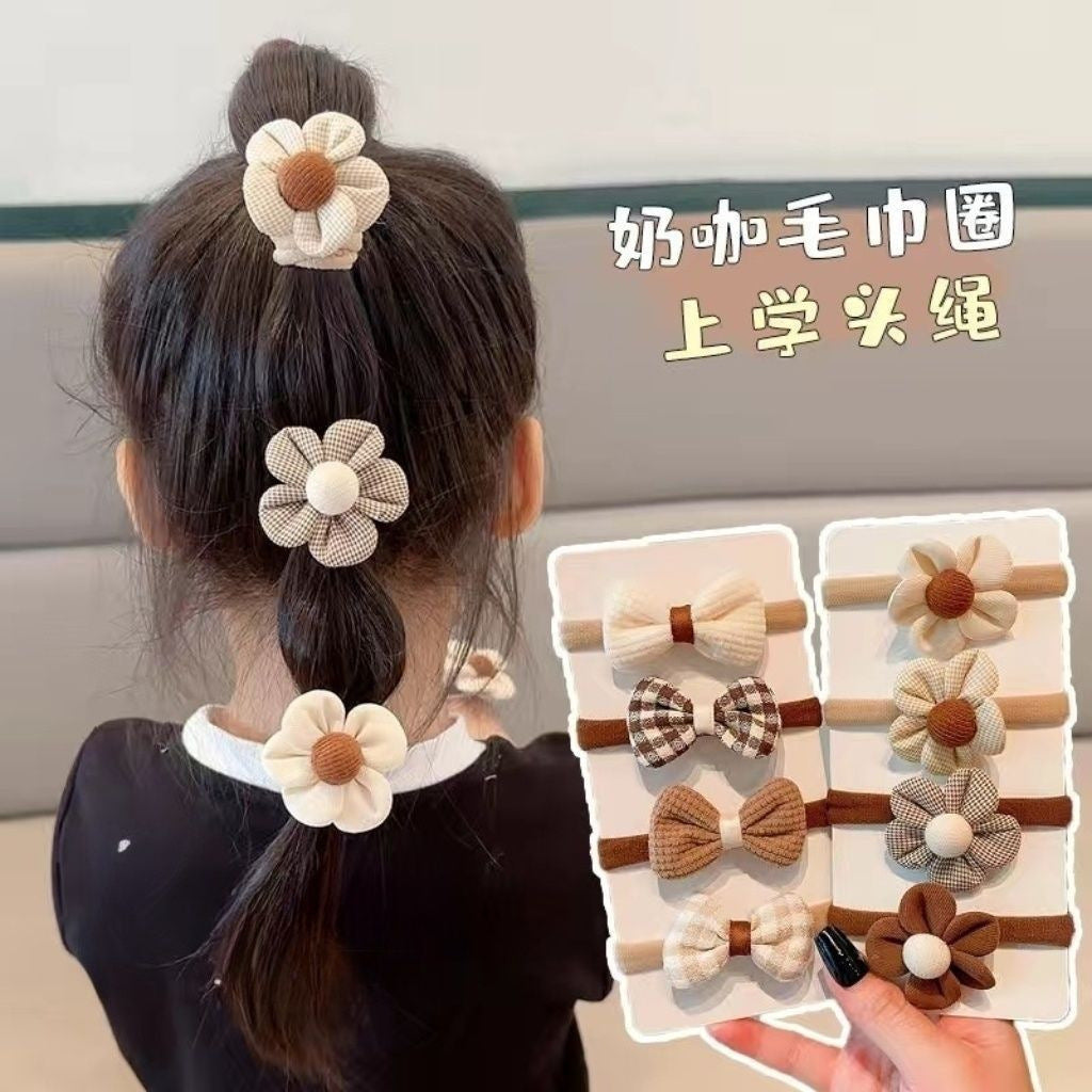 3 Set - Children's super cute milk coffee flower rubber band Card Packing (1 Set price - 29)