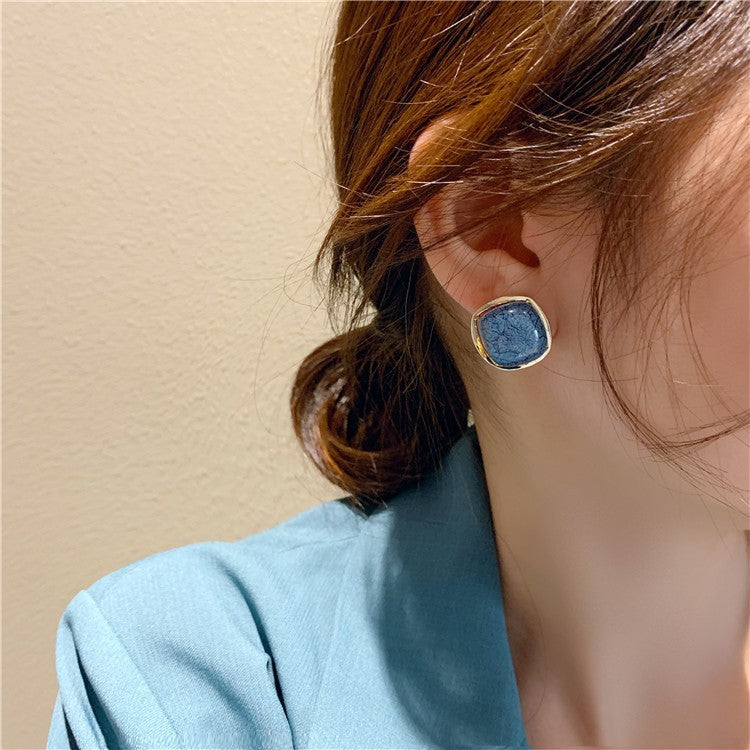 6 Set - Ice crack geometric square earrings (Mix Color) (Unit price 24)