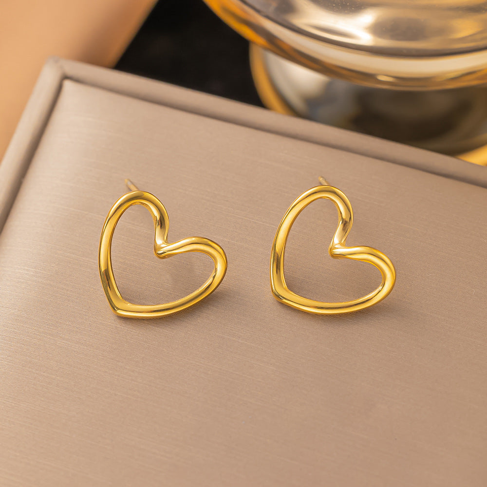 3 Set - Anti Tarnish 0-word chain love necklace earring set gold (1 Set Price - 90)