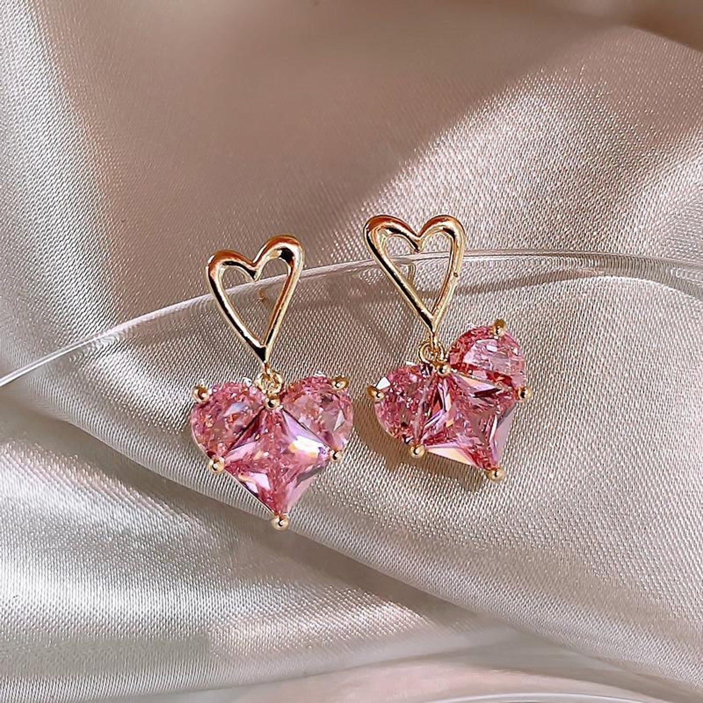 6 Set - Pink heart earring necklace set (Unit price 74)