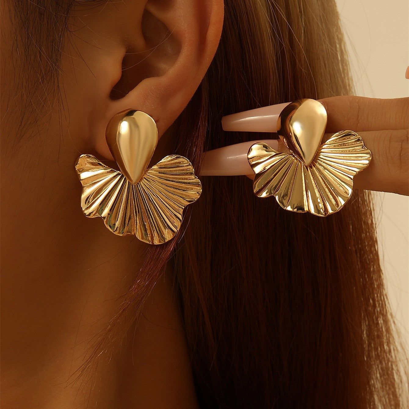 6 Pairs - Retro Ins-Style Trendy Earrings - Golden (1 Pair Price - 30)