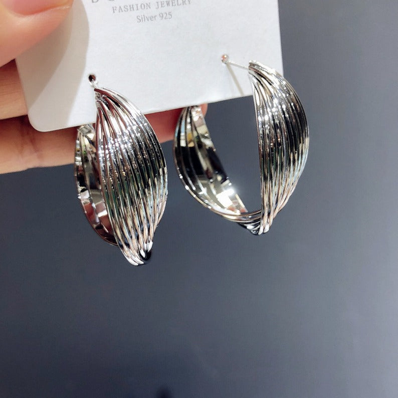 6 Set - Twisted ring earrings - Silver (1 Set price - 30)
