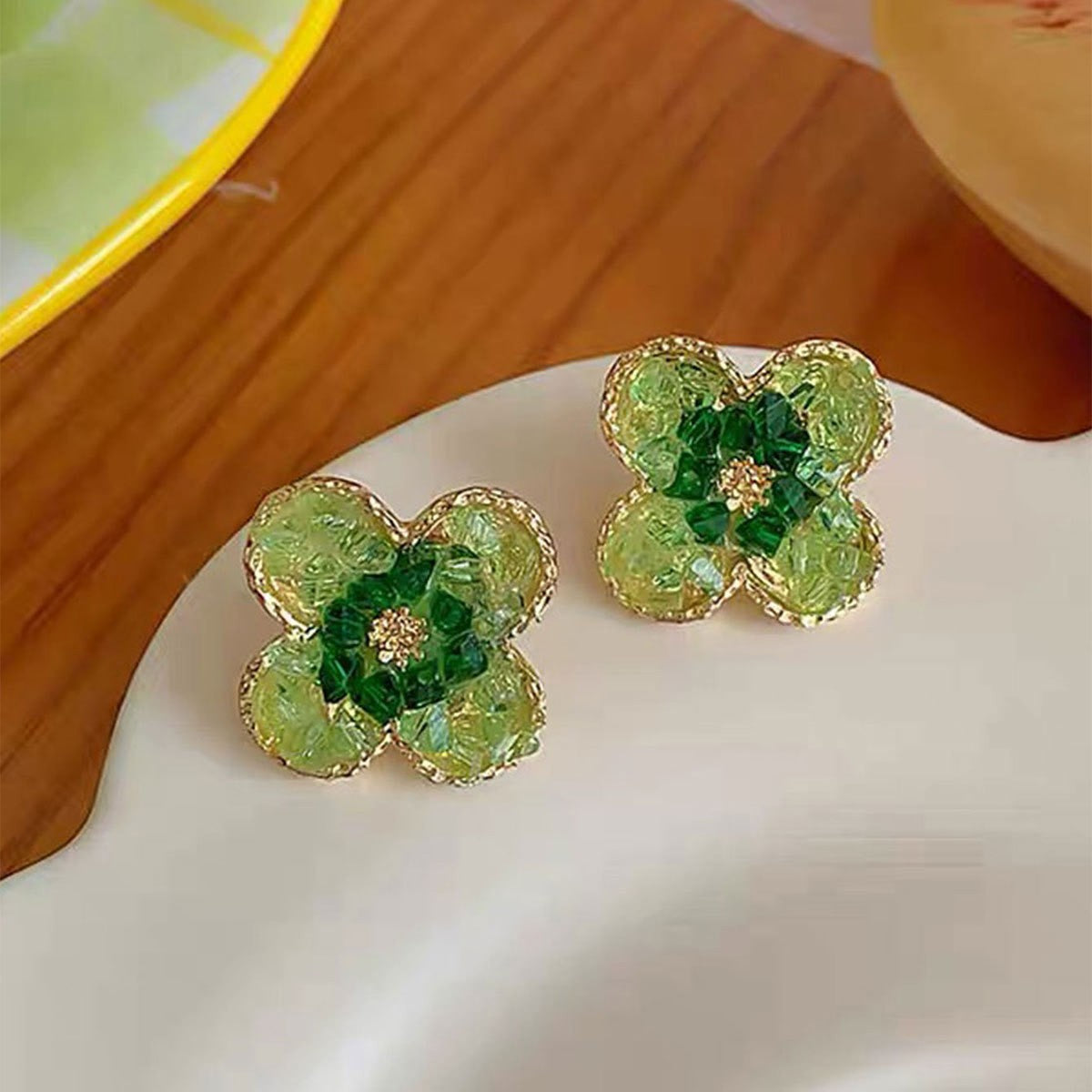 6 Set - Sweet and fairy crystal flower earrings (Unit price 42)