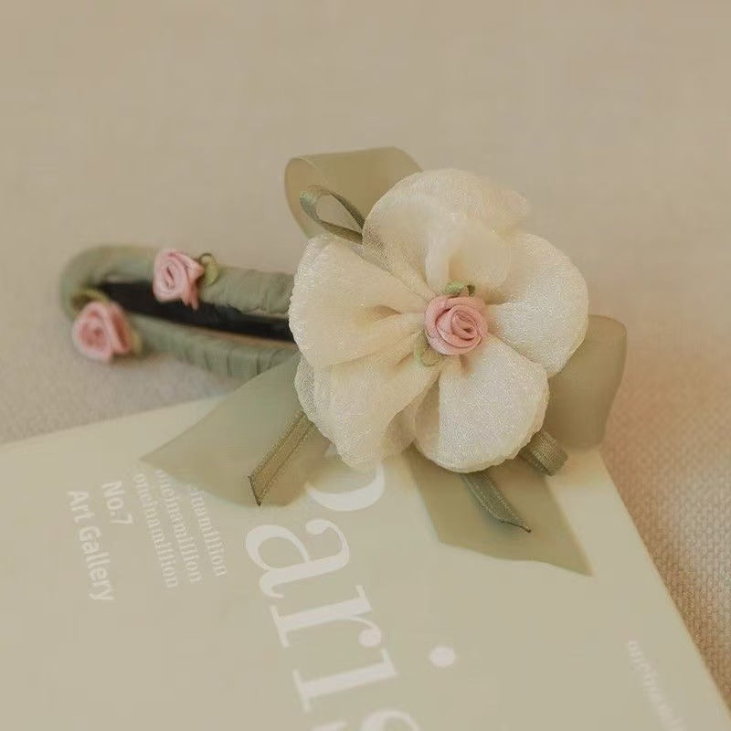 3 Pc - New Style Elegant Large Flower One-word Clip Large Duckbill Clip - Green (1 Pc Price - 37)