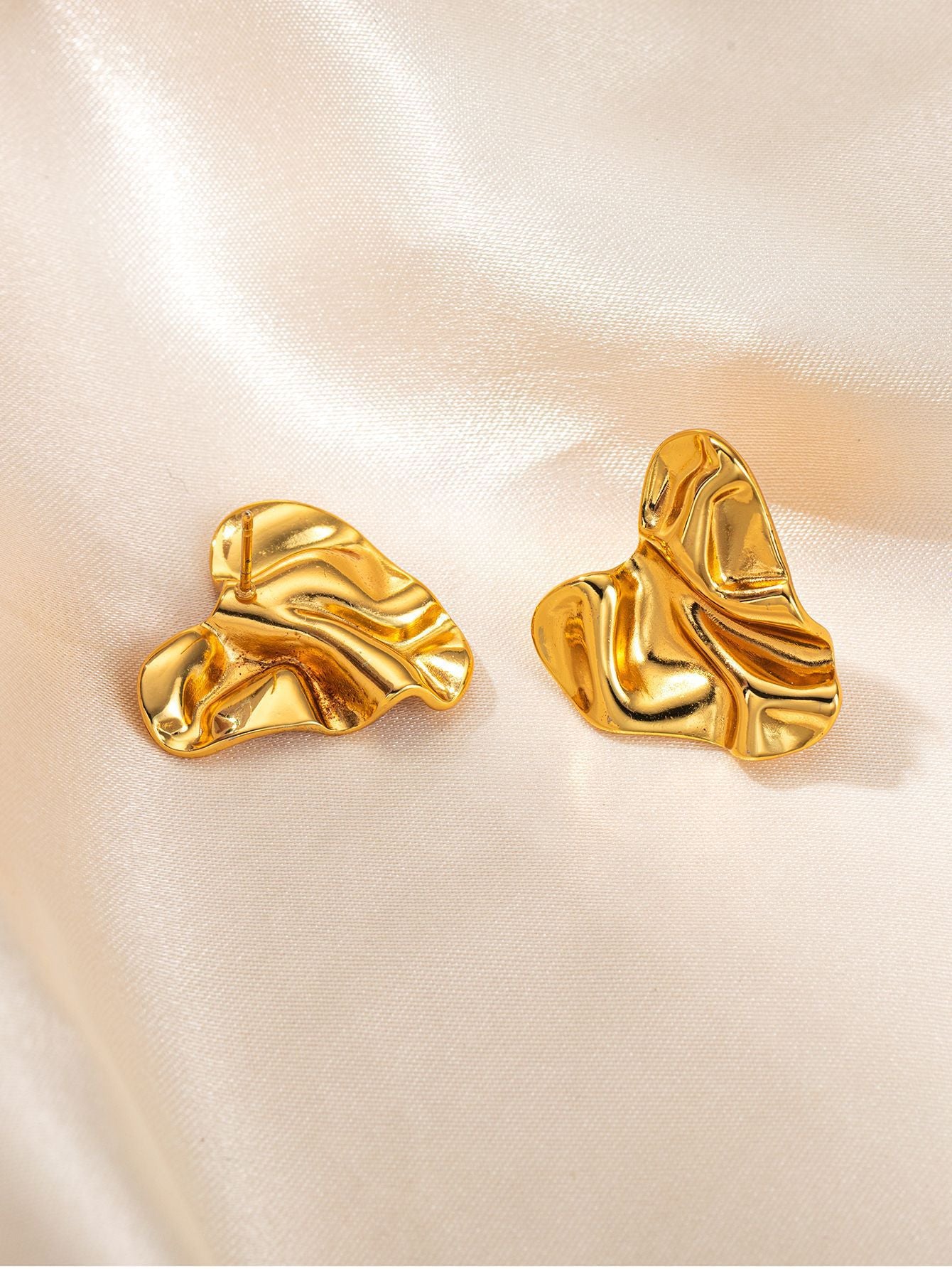 3 Pairs - Anti Tarnish Wavy face love earrings gold (1 Pair Price - 92)