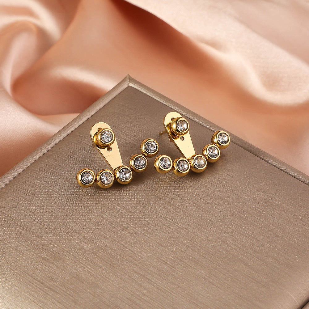 3 Pairs - Stainless steel front and back wear earrings - White (Unit Price - 92)