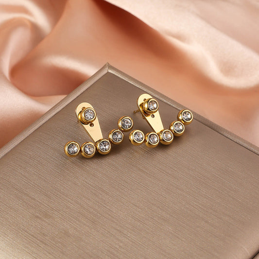3 Pairs - Stainless steel front and back wear earrings - White (Unit Price - 92)