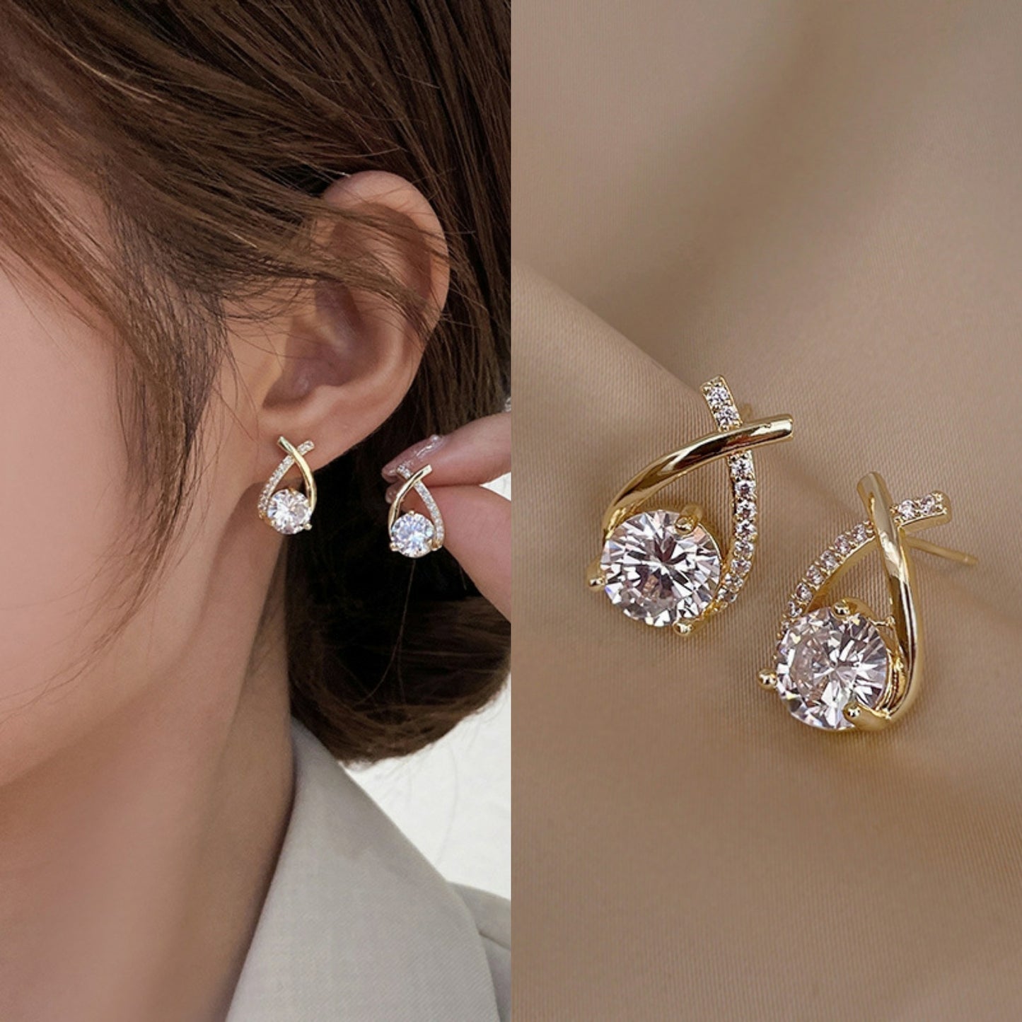 6 Set - Classic fashion diamond geometric earrings (1 Set price - 22)