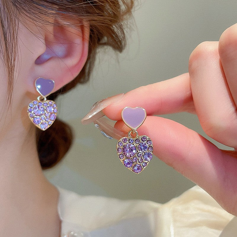 6 Set - Purple heart earrings (Unit price 34)