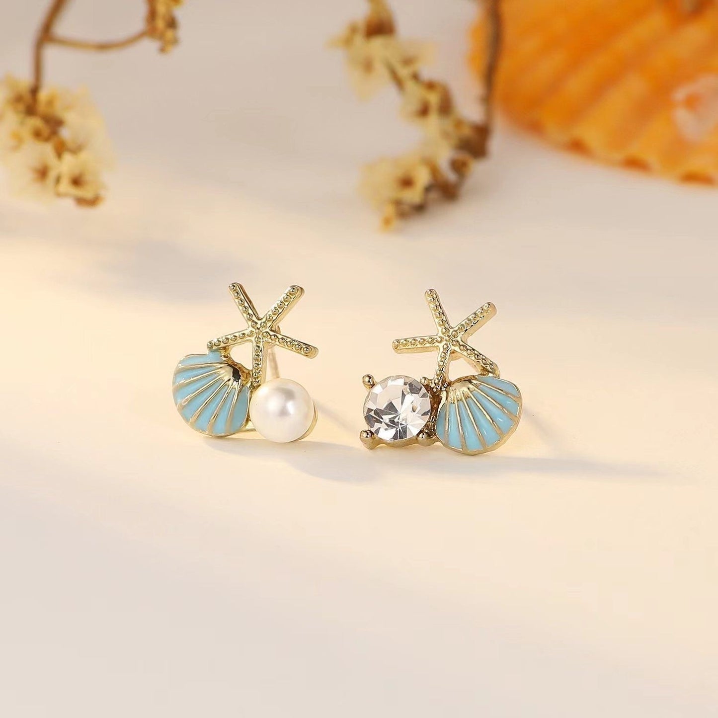 6 Pairs - Starfish, Dreamy Sea Creative Earrings (Mix Color) (1 Pair Price - 23)