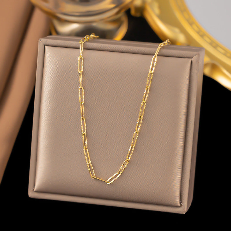 3 Pc - Anti Tarnish Embossed chain necklace gold (1 Pc Price - 70)